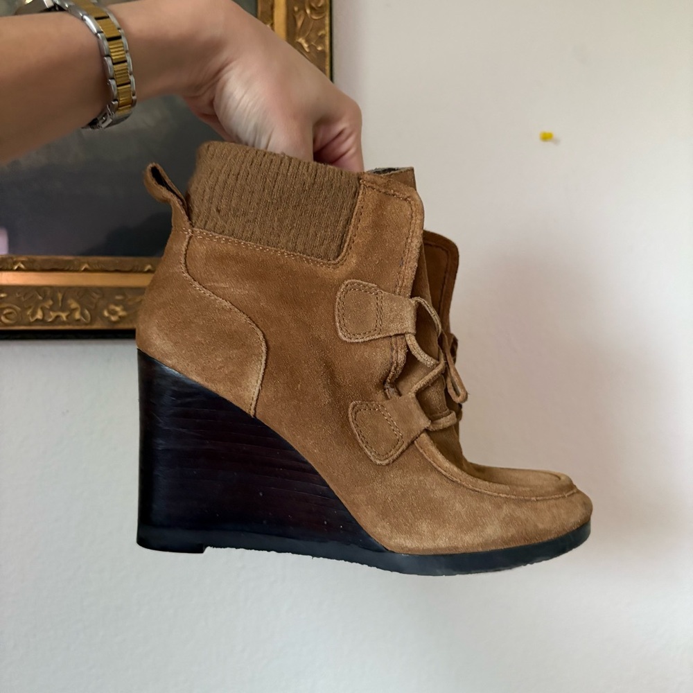 Franco Sarto leather wedge boots